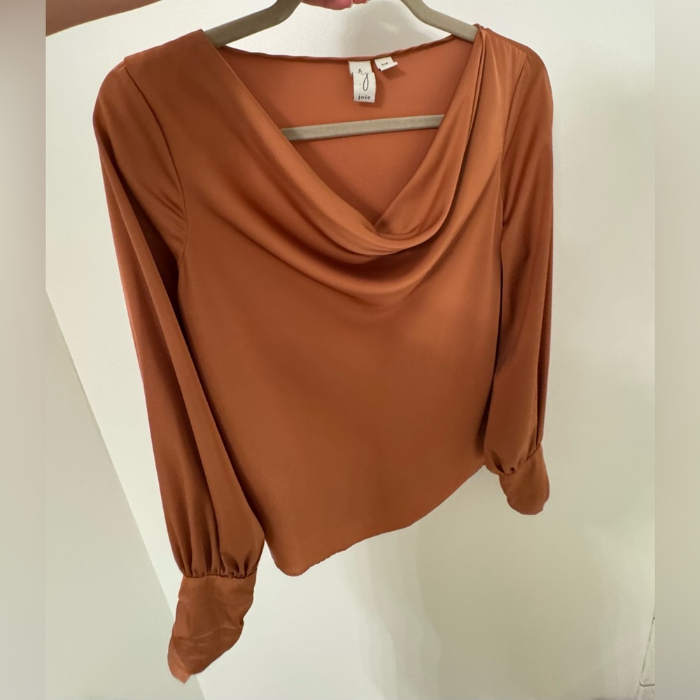 Joie Terracotta Cowl Neck Blouse